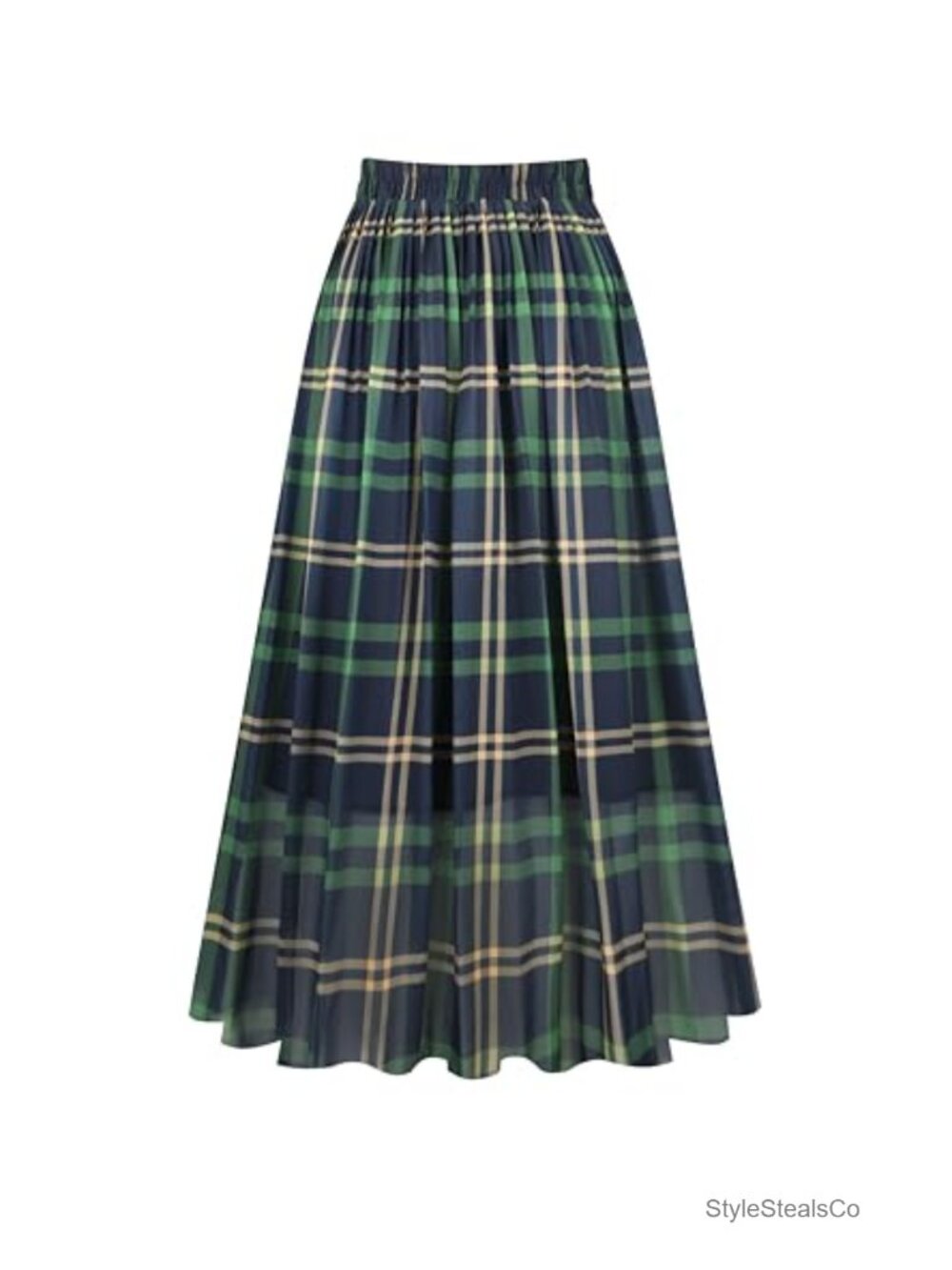 Pleated Chiffon A-Line Midi Skirt High Waist Lined